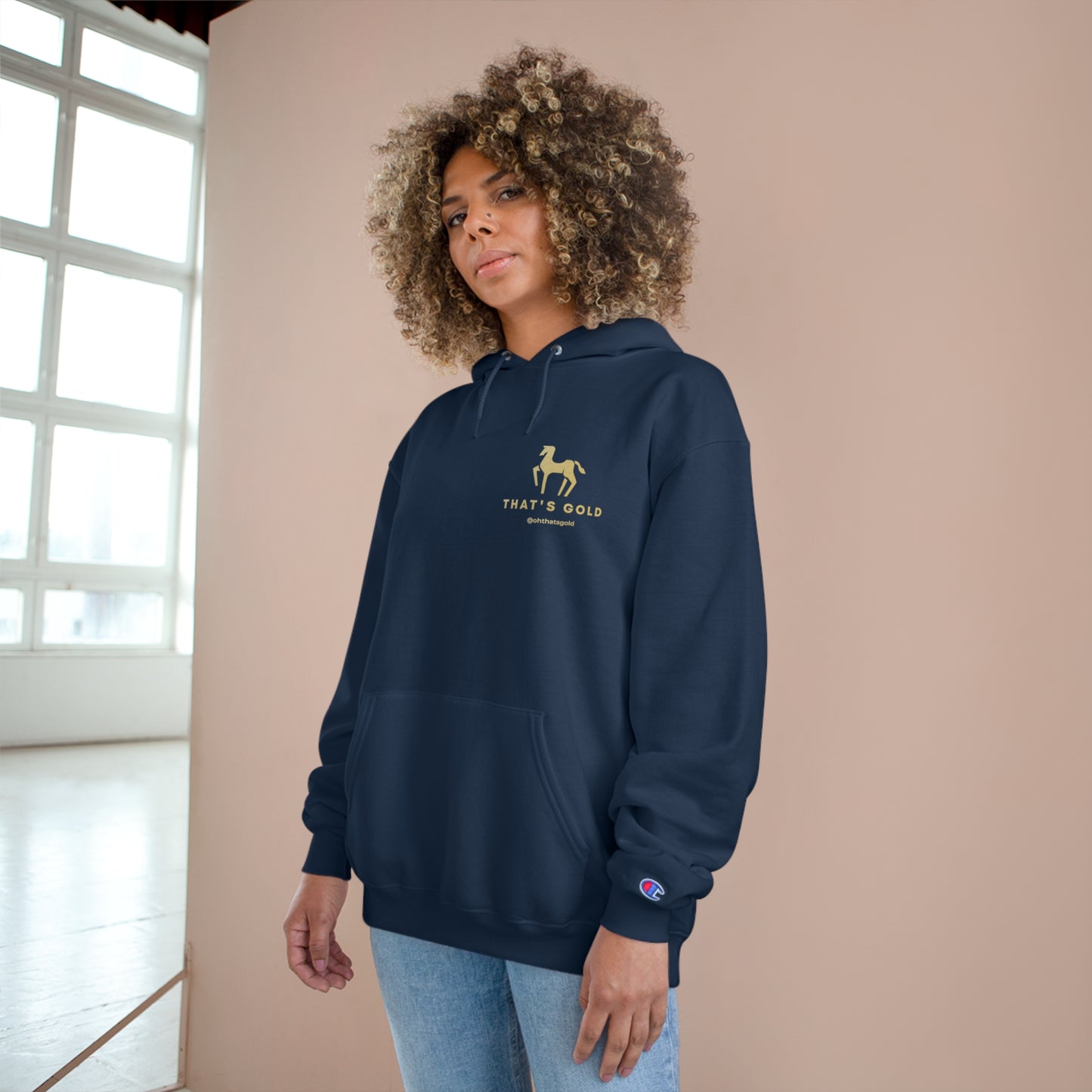 oversized Gold Logo Hoodie