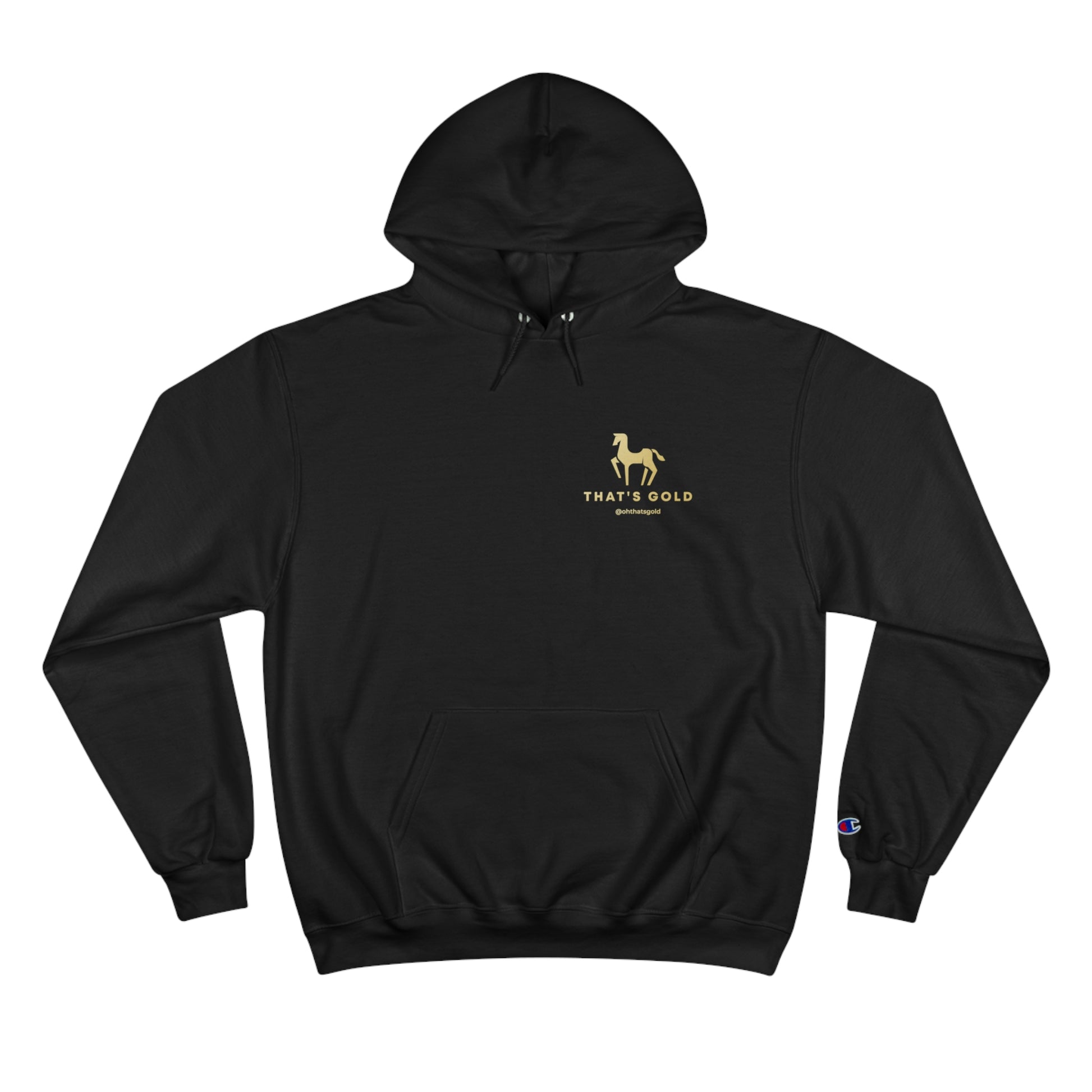 Black oversized Gold Logo Hoodie