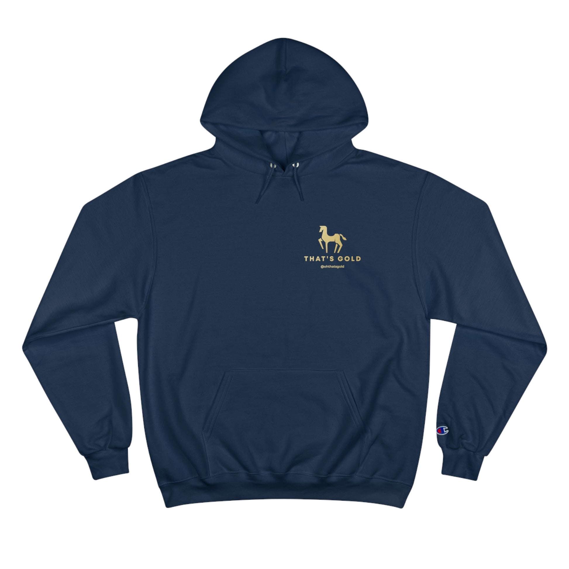 Blue oversized Gold Logo Hoodie